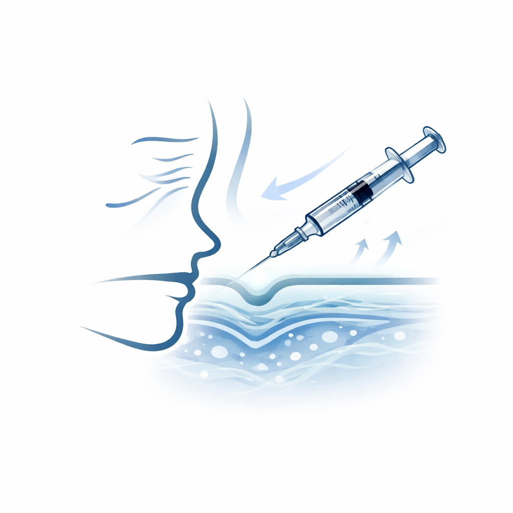 Seringue de Hyafilia V Plus – acide hyaluronique réticulé avec lidocaïne pour correction des volumes (pommettes, menton)